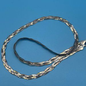 Braided herringbone sterling silver necklace